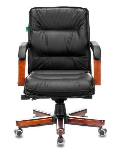 Кресло руководителя Бюрократ T-9927WALNUT-LOW черный кожа низк.спин. крестов. металл/дерево