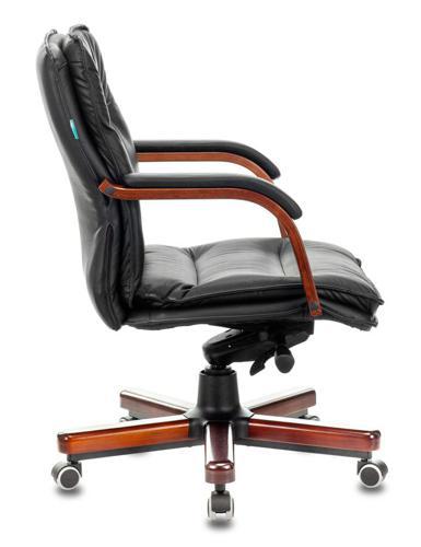 Кресло руководителя Бюрократ T-9927WALNUT-LOW черный кожа низк.спин. крестов. металл/дерево