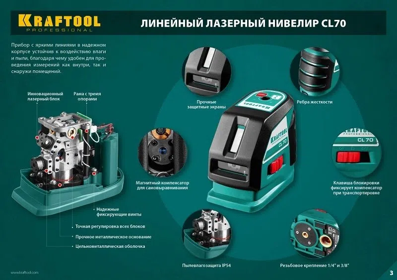 Нивелир лазерн. Kraftool 34660-4 цв.луч. красный 2луч.