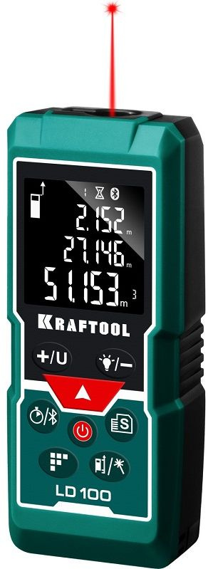 Лазерный дальномер Kraftool LD-100 2кл.лаз. 650нм цв.луч. красный в кейсе (34765)