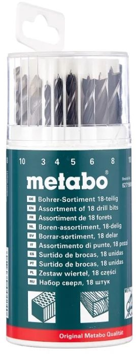 Набор сверл Metabo 627190000 по мет/камн/дер (18пред.) для шуруповертов/дрелей