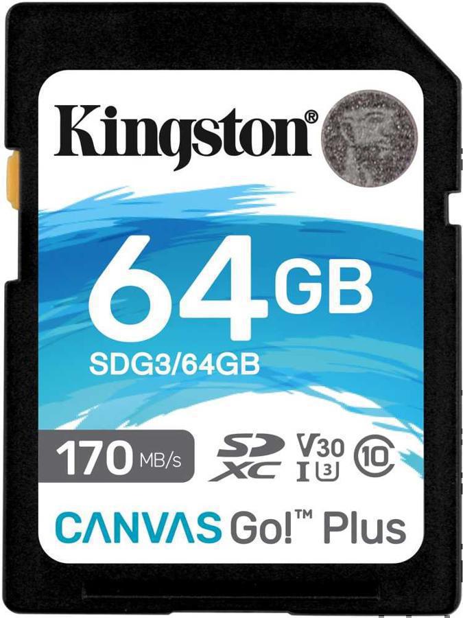 Флеш карта SDXC 64Gb Class10 Kingston SDG3/64GB Canvas Go! Plus w/o adapter