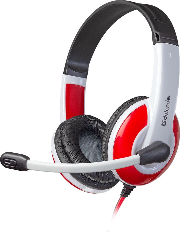 Наушники с микрофоном Defender Warhead G-120 белый/красный 2м накладные оголовье (64098)