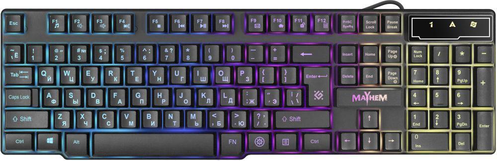 Клавиатура Defender Mayhem GK-360DL черный USB LED