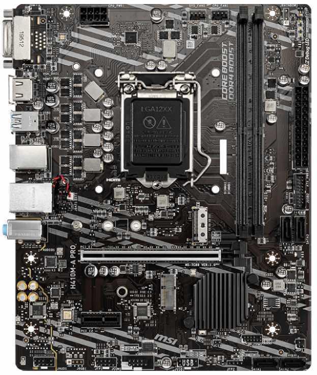 Материнская плата MSI H410M-A PRO Soc-1200 Intel H410 2xDDR4 mATX AC`97 8ch(7.1) GbLAN+DVI+HDMI