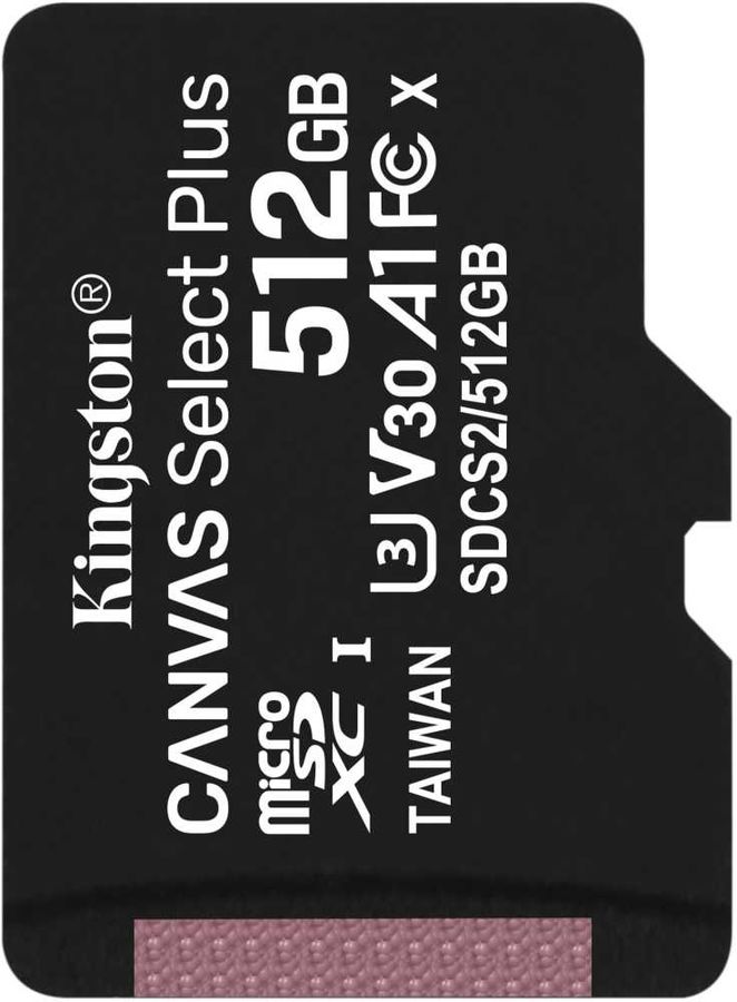 Флеш карта microSDXC 512Gb Kingston SDCS2/512GBSP Canvas Select Plus w/o adapter