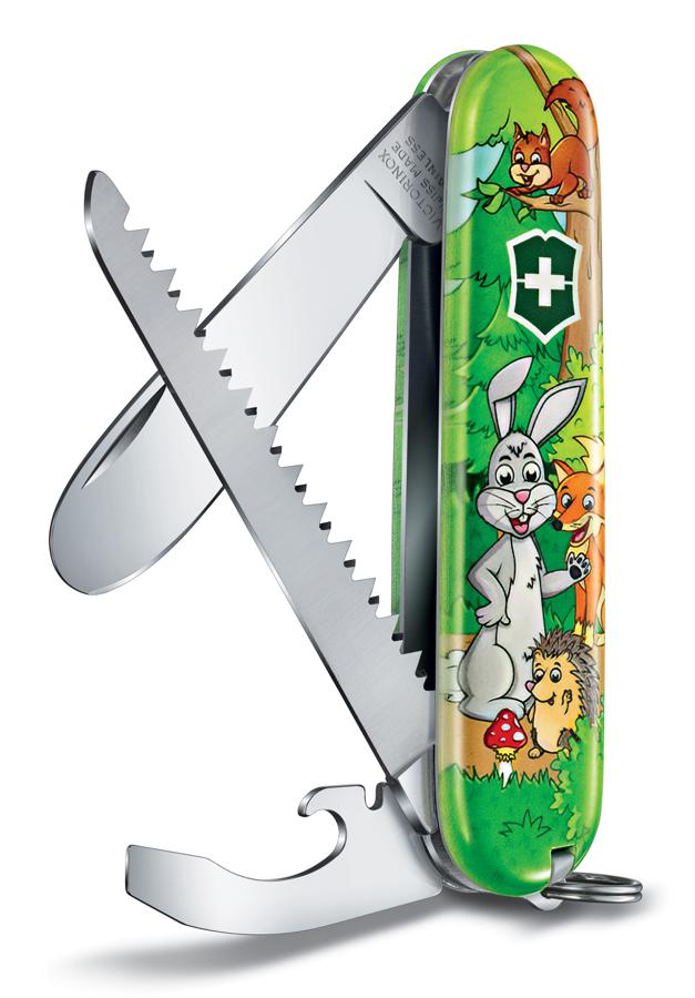 Нож перочинный Victorinox My First Victorinox Rabbit Edition (0.2373.E2) 84мм 9функц. зеленый/рисунок карт.коробка