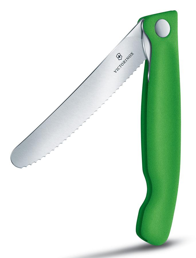 Нож кухонный Victorinox Swiss Classic (6.7836.F4B) стальной для овощей лезв.110мм серрейт. заточка зеленый блистер