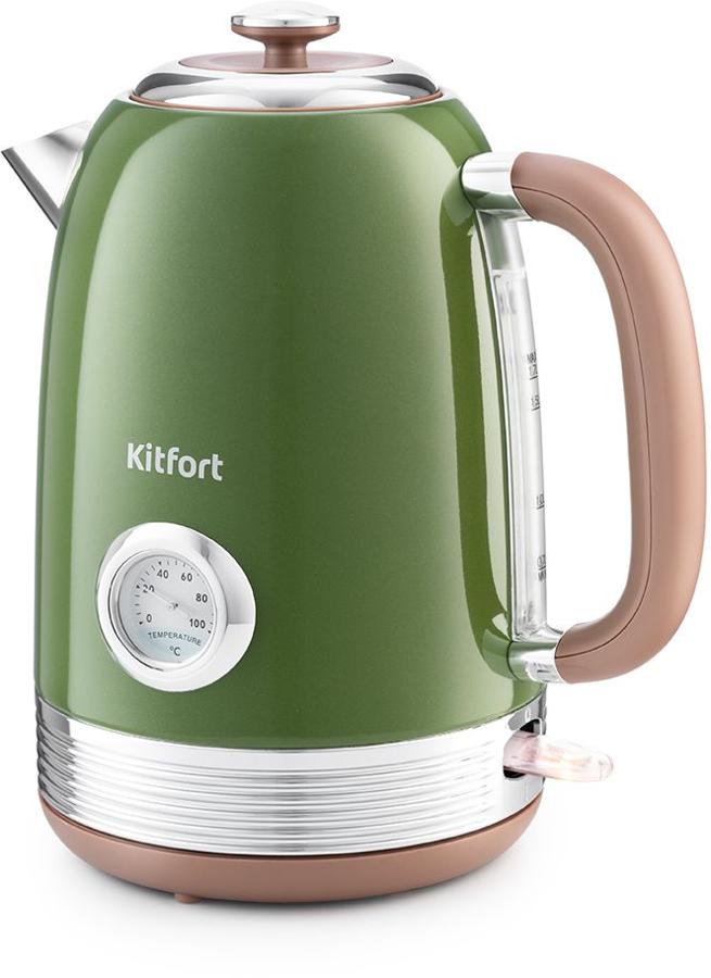 Чайник электрический Kitfort КТ-6110 1.7л. 2200Вт зеленый корпус: металл/пластик