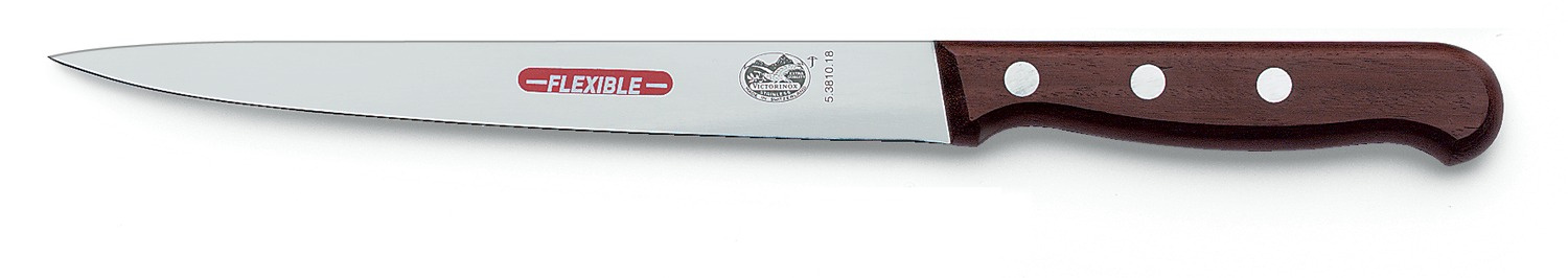 Нож кухонный Victorinox Rosewood (5.3810.18) стальной филейный лезв.180мм прямая заточка коричневый