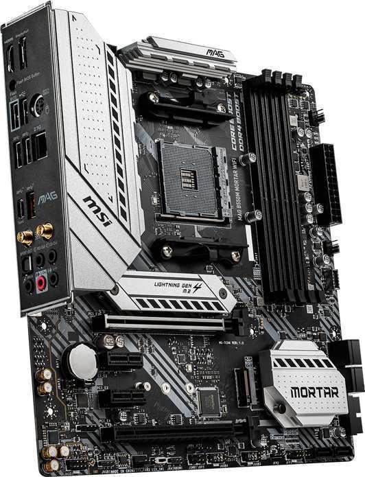 Материнская плата MSI MAG B550M MORTAR WIFI Soc-AM4 AMD B550 4xDDR4 mATX AC`97 8ch(7.1) 2.5Gg RAID+HDMI+DP
