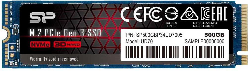Накопитель SSD Silicon Power PCI-E 3.0 x4 500Gb SP500GBP34UD7005 M-Series UD70 M.2 2280