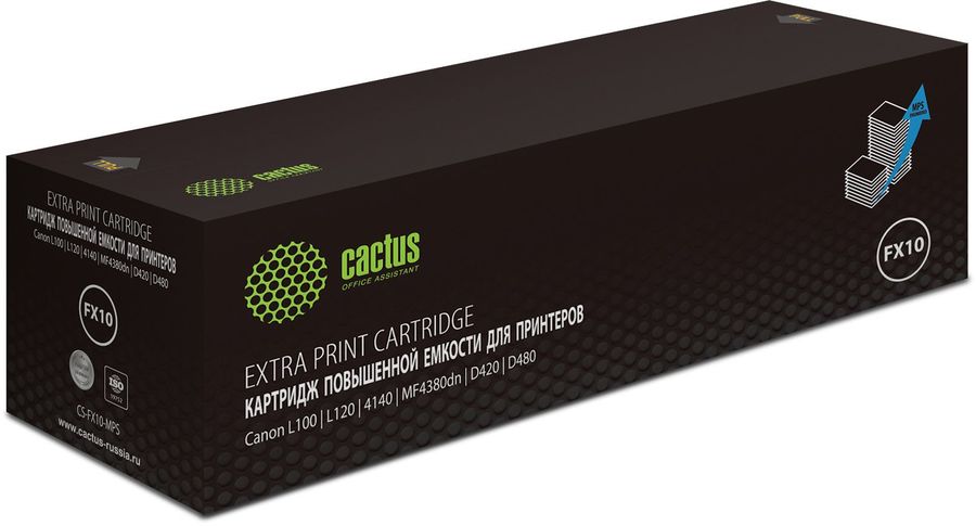 Картридж лазерный Cactus CS-FX10-MPS FX-10X черный (3000стр.) для Canon L100/L120/4140/MF4380dn/D420/D480