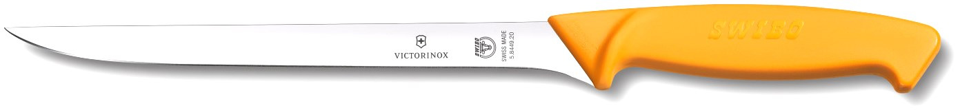 Нож кухонный Victorinox Swibo (5.8449.20) стальной филейный лезв.200мм прямая заточка желтый