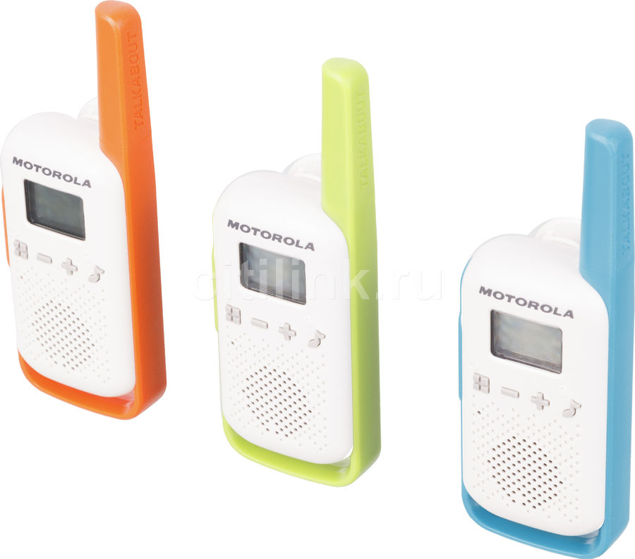 Комплект раций Motorola Talkabout T42 Triple 8кан. до 4км компл.:3шт AAA белый/зеленый/оранжевый/голубой (MT205)