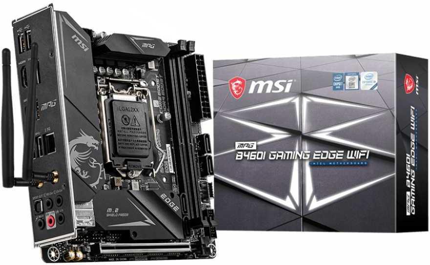 Материнская плата MSI MPG B460I GAMING EDGE WIFI Soc-1200 Intel B460 2xDDR4 mini-ITX AC`97 8ch(7.1) 2.5Gg RAID+HDMI+DP
