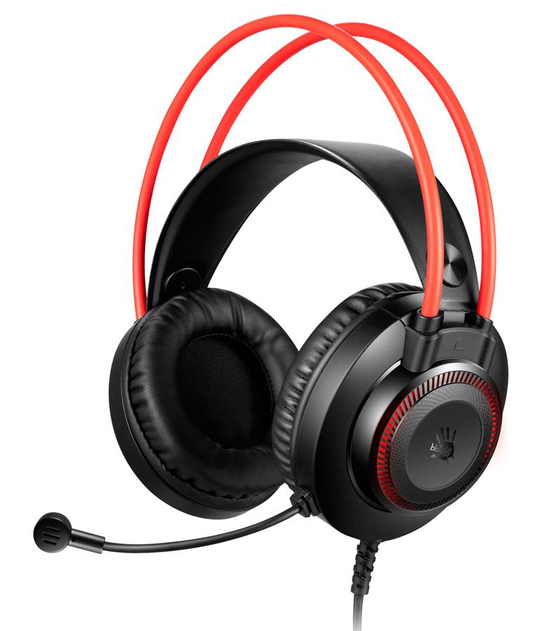 Наушники с микрофоном A4Tech Bloody G200 черный/красный 2м мониторные оголовье (G200  AUX3.5-4PIN +USB)