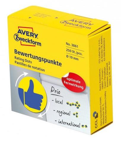 Этикетки Avery Zweckform 3861 250шт на листе диаметр 19мм/70г/м2/желтый самоклей. универсальная