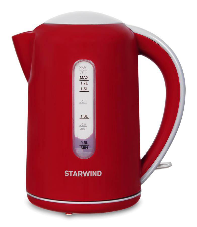 Чайник электрический Starwind SKG1021 1.7л. 2200Вт красный/серый (корпус: пластик)