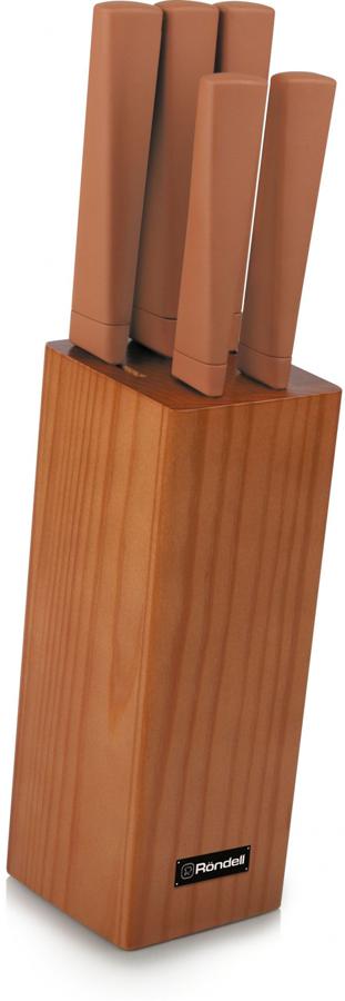 Набор ножей кухон. Rondell Guarda (0679-RD-01) компл.:5предм. с подставкой коричневый подар.коробка