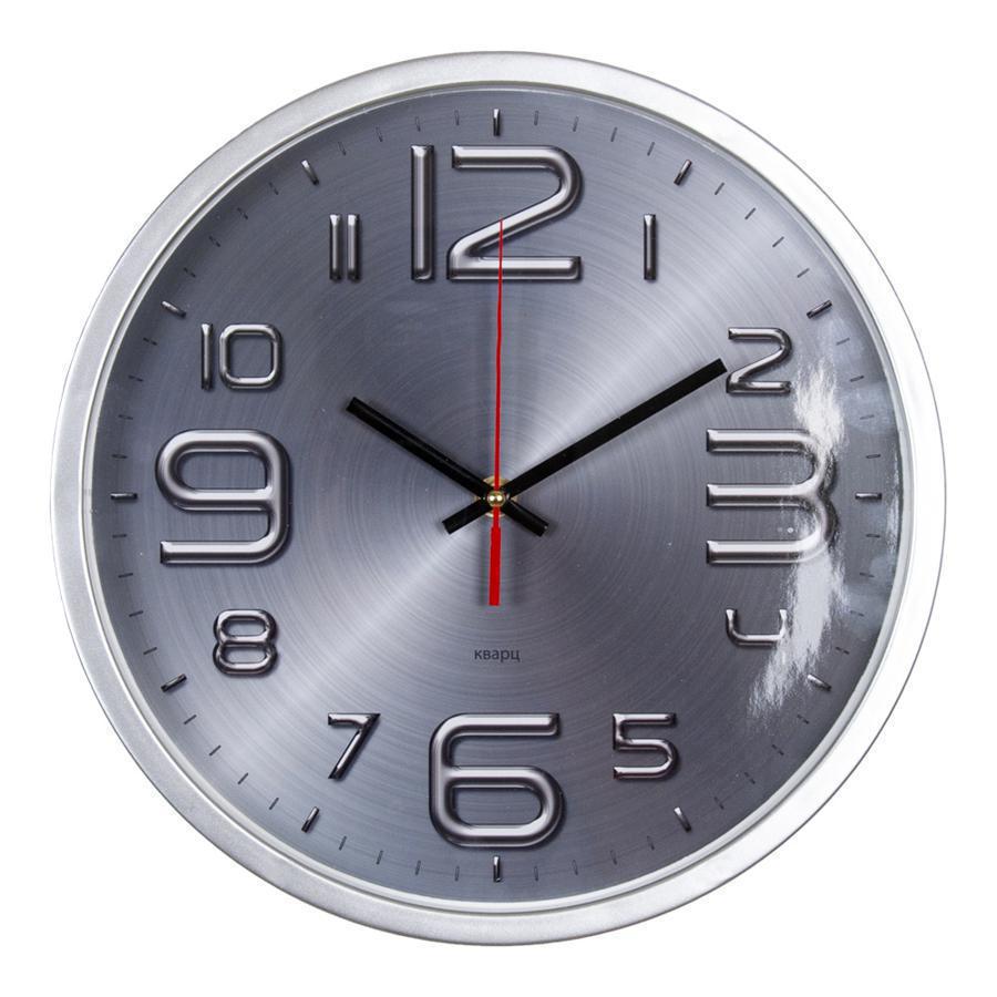 Часы настенные аналоговые Бюрократ WALLC-R82P D30см серебристый (WALLC-R82P30/SILVER)
