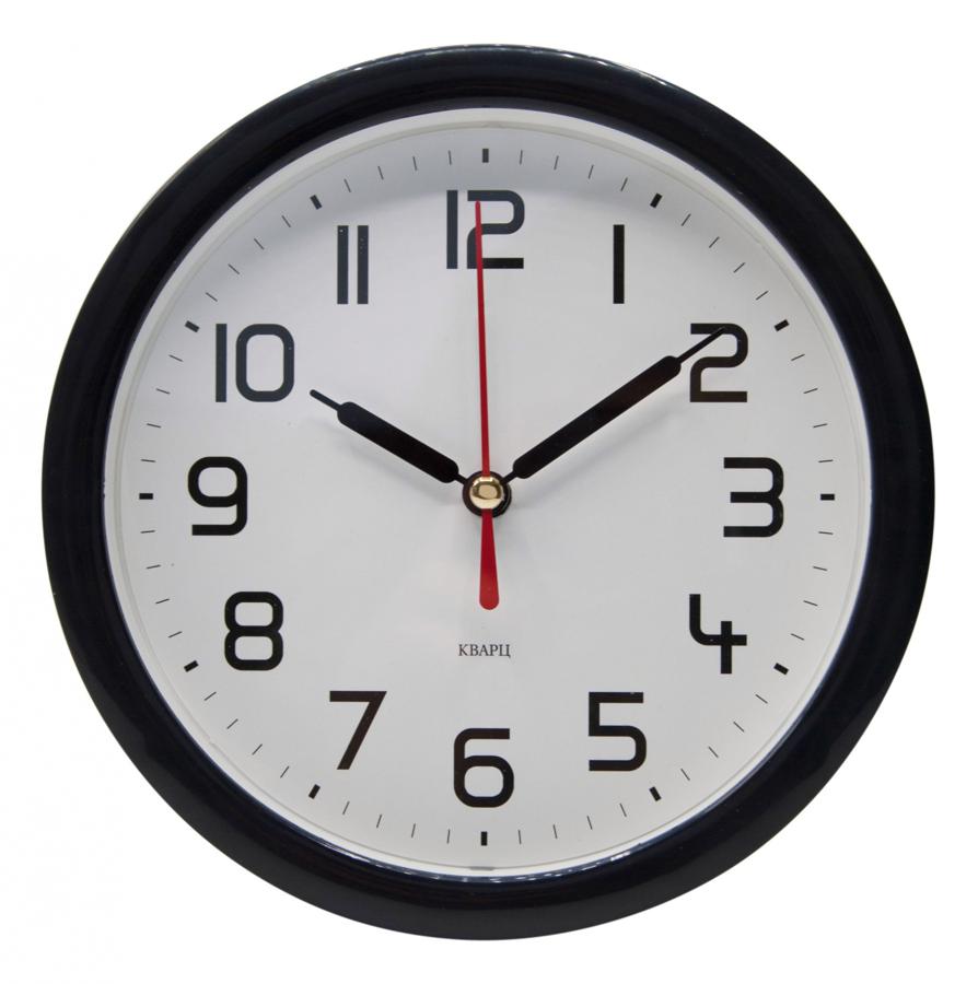 Часы настенные аналоговые Бюрократ Alarm-R15P D15см черный/белый (ALARM-R15P/BLACK)