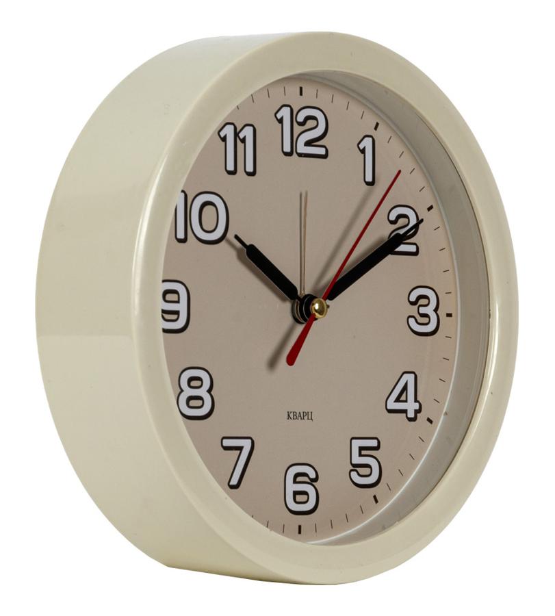 Часы настенные аналоговые Бюрократ Alarm-R15P D15см бежевый (ALARM-R15P/IVORY)