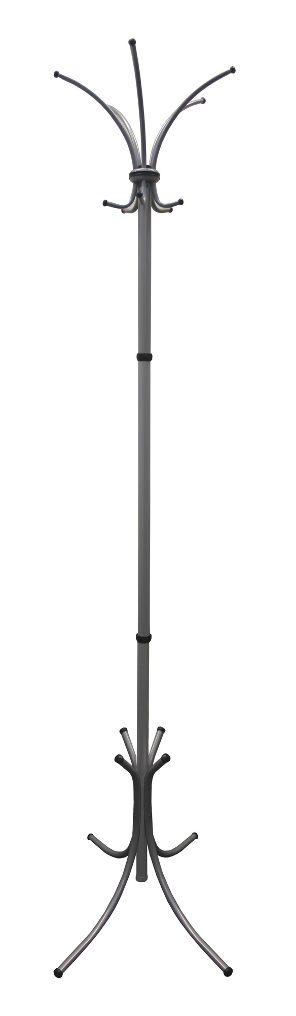 Вешалка напольная Бюрократ Нова-4 НОВА-4/GREY серый основание крестовина наконечники черный крючки двойные для верхней одежды метал. (упак.:1шт)