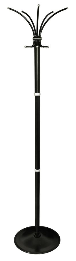 Вешалка напольная Бюрократ Класс-ТМ 116/BLACK черный основание круг наконечники серый металлик крючки двойные для верхней одежды метал. (упак.:1шт)