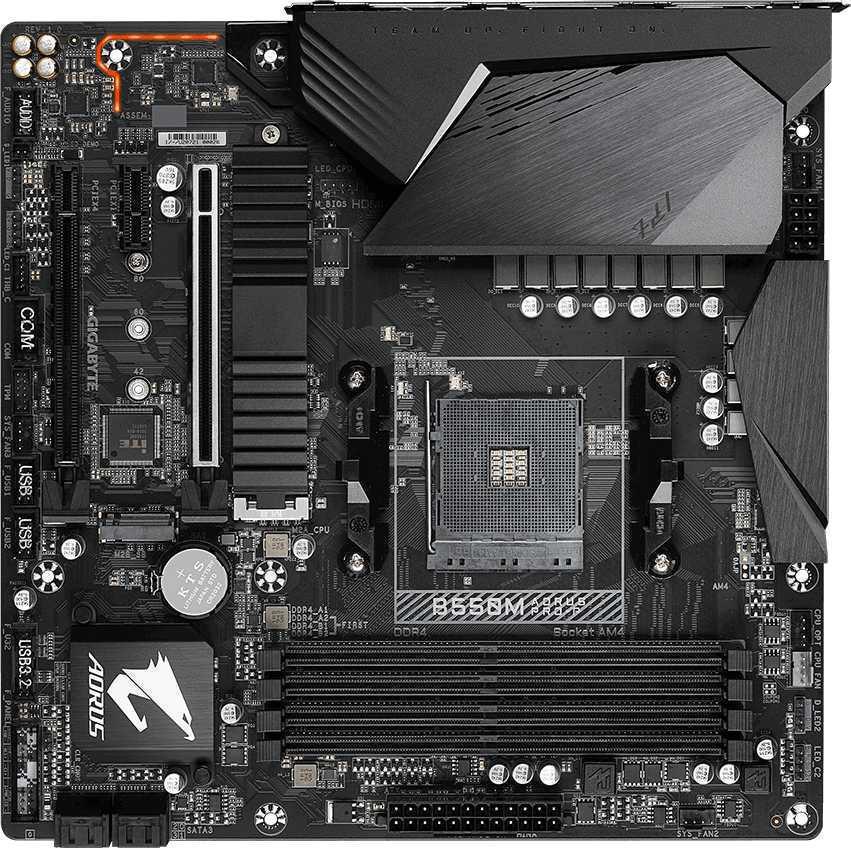 Материнская плата Gigabyte B550M AORUS PRO-P Soc-AM4 AMD B550 4xDDR4 mATX AC`97 8ch(7.1) 2.5Gg RAID+HDMI+DP