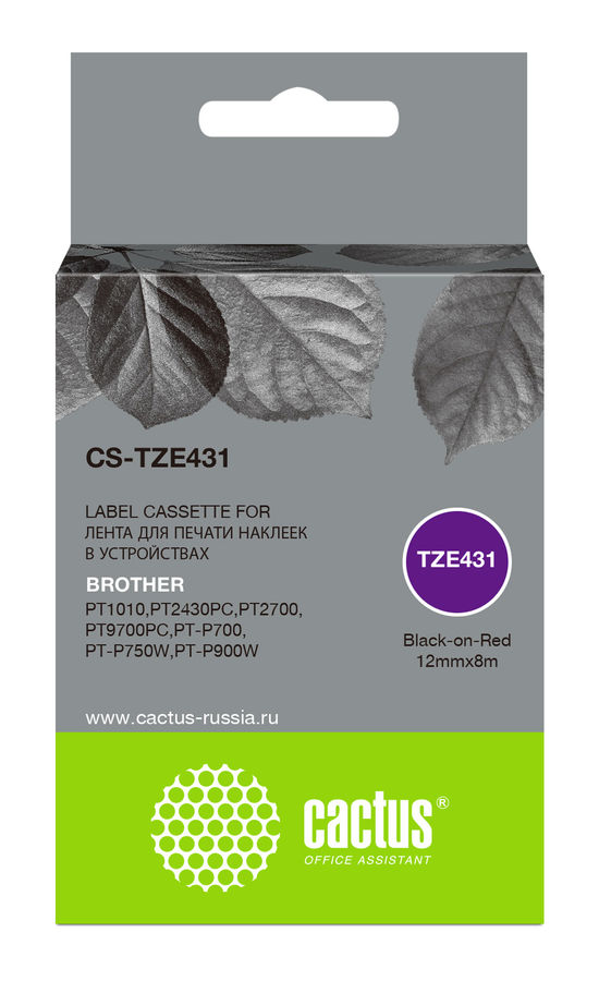 Картридж ленточный Cactus CS-TZE431 TZE-431 черный для Brother 1010/1280/1280VP/2700VP