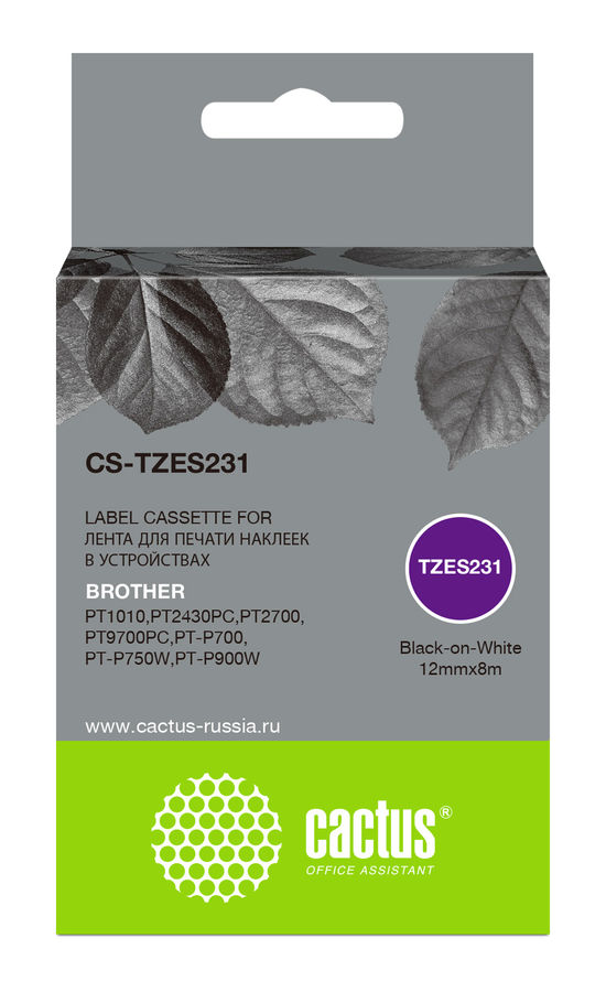 Картридж ленточный Cactus CS-TZES231 черный для Brother 1010/1280/1280VP/2700VP