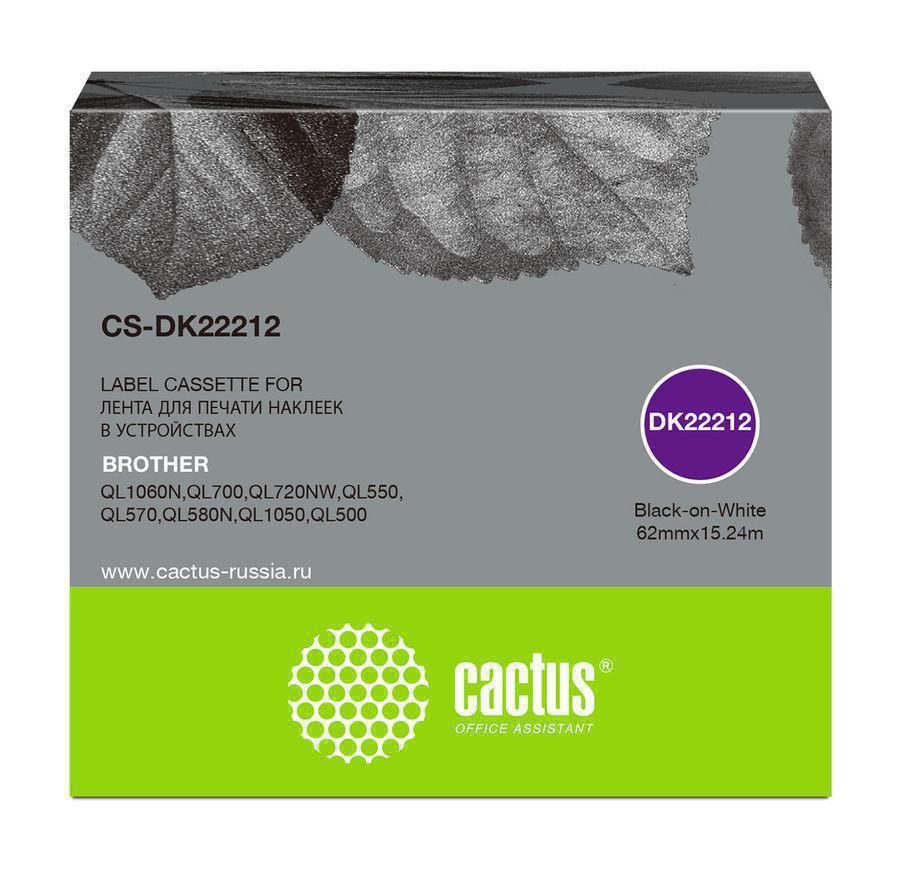 Картридж ленточный Cactus CS-DK22212 черный для Brother P-touch QL-500, QL-550, QL-700, QL-800