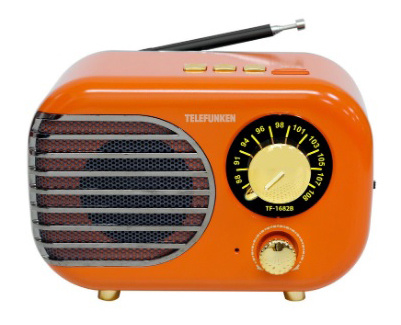 Радиоприемник настольный Telefunken TF-1682B оранжевый/золотистый USB microSD