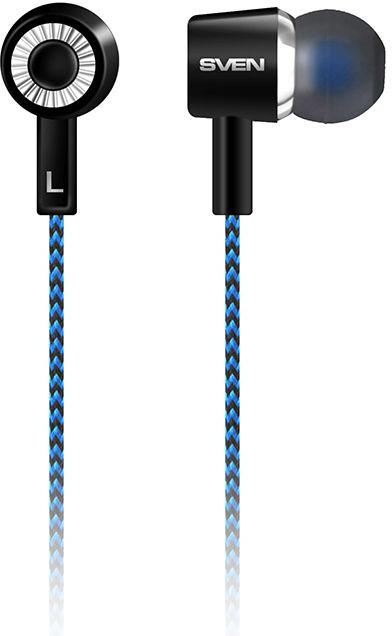 Наушники вкладыши Sven E-106 1.2м черный/синий проводные в ушной раковине (SV-015398)