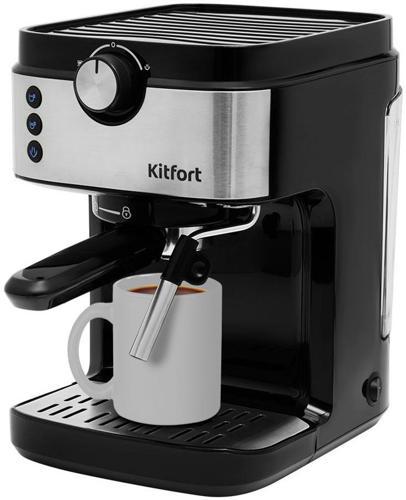 Кофеварка рожковая Kitfort КТ-742 1450Вт черный/серебристый