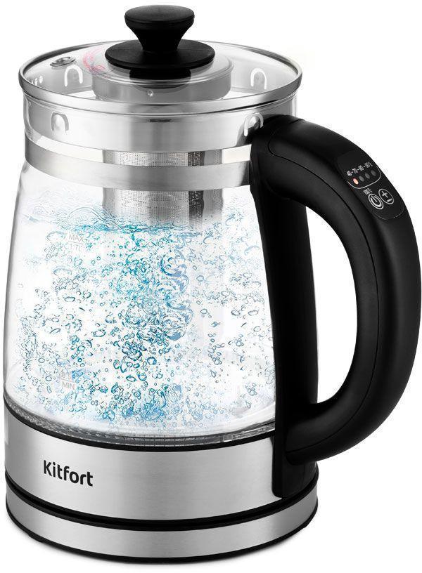 Чайник электрический Kitfort КТ-6119 1.7л. 2200Вт прозрачный корпус: стекло