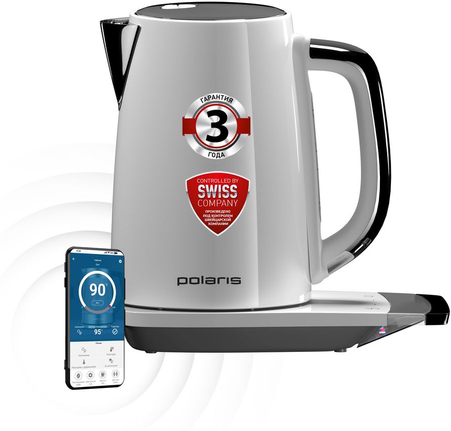Чайник электрический Polaris PWK 1755CAD WIFI IQ Home 1.7л. 2150Вт белый корпус: металл (PWK 1755CAD)