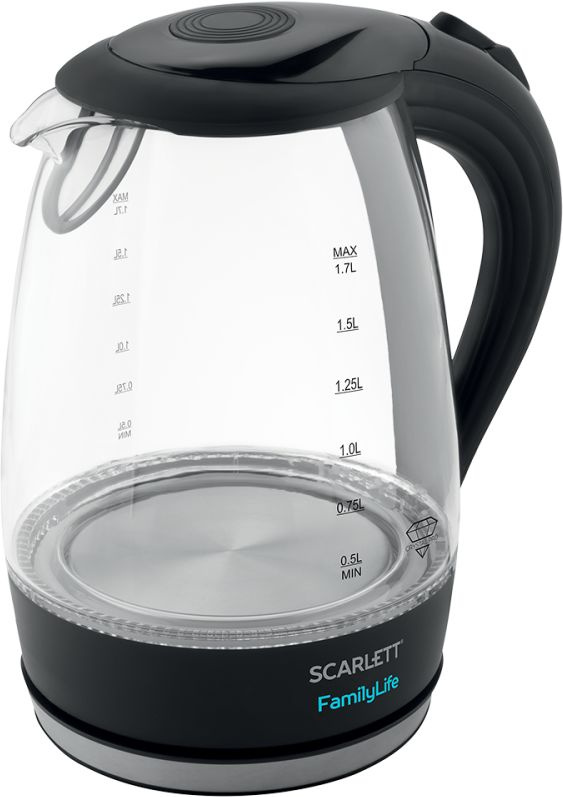 Чайник электрический Scarlett SC-EK27G74 1.7л. 2200Вт черный корпус: стекло/пластик (EK27G74)