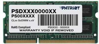 Память DDR3 4Gb 1333MHz Patriot PSD34G1333L2S RTL PC3-10600 CL9 SO-DIMM 204-pin 1.35В