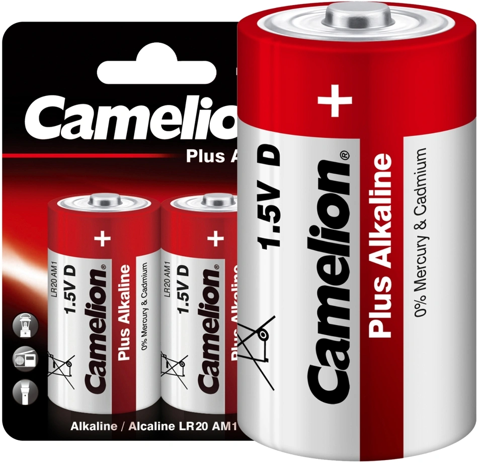 Батарея Camelion Plus Alkaline LR20-BP2 D 20000mAh (2шт) блистер