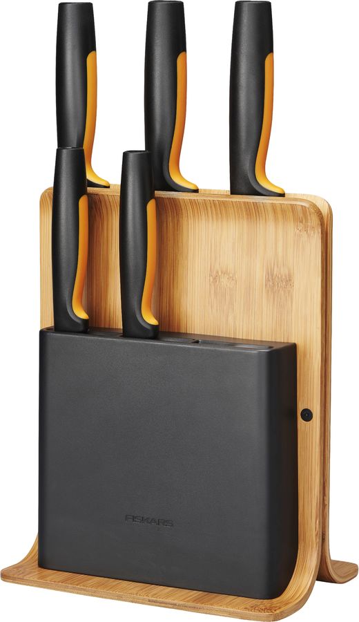 Набор ножей кухон. Fiskars Functional Form (1057552) компл.:5шт с подставкой дерево/черный