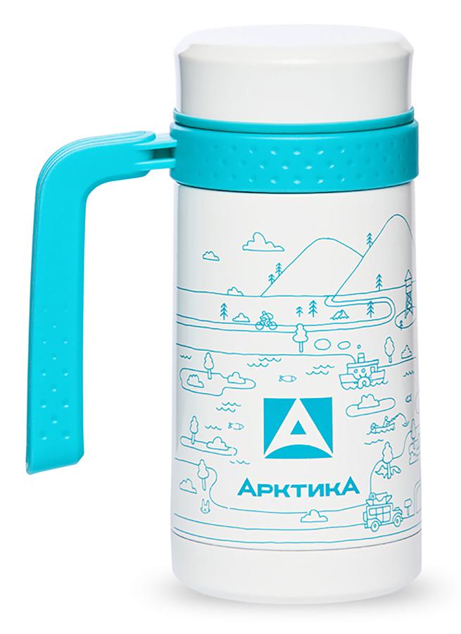 Термокружка для напитков Арктика 412-500 0.5л. белый/голубой картонная коробка (412-500/WHI)