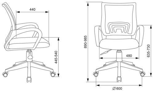 Кресло Бюрократ CH-W695NLT салатовый TW-03A TW-18 сетка/ткань крестов. пластик пластик белый
