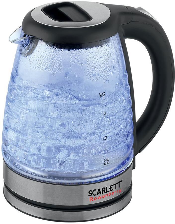 Чайник электрический Scarlett SC-EK27G87 1.7л. 2000Вт нержавеющая сталь/черный (корпус: стекло)
