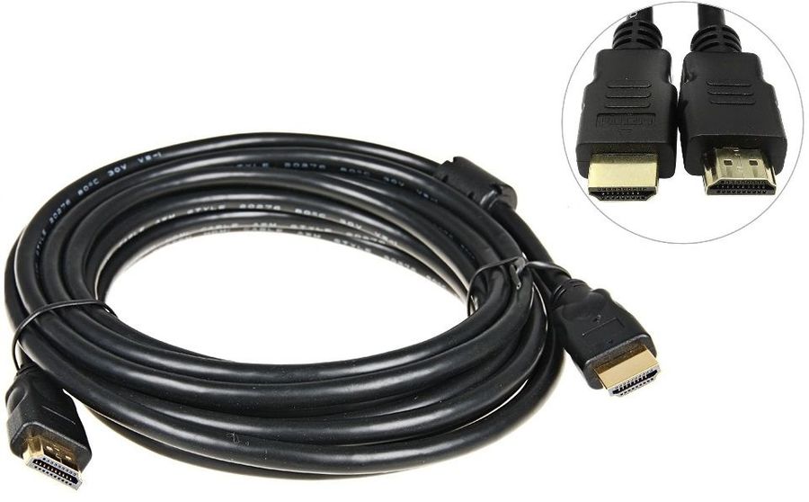 Кабель соединительный аудио-видео Premier 5-813 5.0 HDMI (m)/HDMI (m) 5м. феррит.кольца позолоч.конт. черный