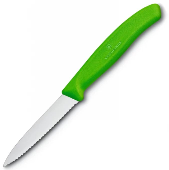 Нож кухонный Victorinox Swiss Classic (6.7636.L114) стальной для овощей лезв.80мм серрейт. заточка зеленый