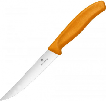 Нож кухонный Victorinox Swiss Classic (6.7936.12L9) стальной для стейка лезв.120мм серрейт. заточка оранжевый