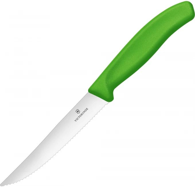 Нож кухонный Victorinox Swiss Classic (6.7936.12L4) стальной для стейка лезв.120мм серрейт. заточка салатовый