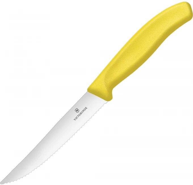 Нож кухонный Victorinox Swiss Classic (6.7936.12L8) стальной для стейка лезв.120мм серрейт. заточка желтый